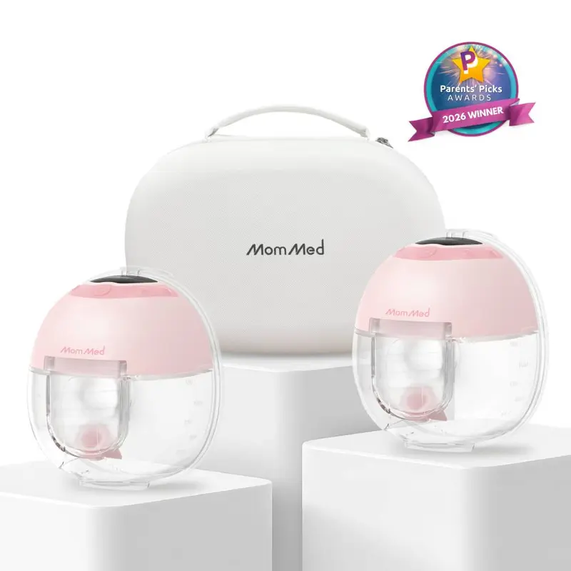 MomMed S33 Wearable Electric Portable Breast Pump - Night Light with Independent Light Control, Pain-Free Night Pumping, 4 Modes & 9 Levels, 17/19/21mm Flange Inserts, Quiet Operation, Easy Milk Level Check, Stable Base Design, Gift Idea