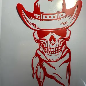 Cowboy Skull Truck or Car Weatherproof Vinyl Decal 10 Inches Tall Vehicle Exterior Decoration Easy to Apply Unique Edgy Design