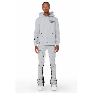 Raffer Grey/White Hoodie/Super Stacked Flare Pant Set