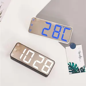 RGB Color Changing Alarm Clock, 1 Count Battery Powered Multifunctional Time & Date & Temperature Cycle Display Alarm Clock, Home Decor Supplies for Living Room Bedroom Office School Dormitory(without Battery)