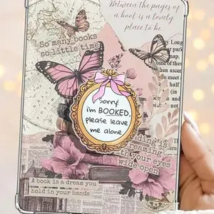 Sorry I'm Booked Please Leave Me Alone Talking Mirror With Pink Bow Magnetic Kindle Grip Book Lover Cute Kindle Accessories Phone Holder PopSocket Phone Grip Magnetic Pop Socket Phone Grip