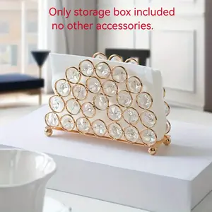 Elegant Crystal and Metal Napkin Holder, Luxurious Home Decor Accessory, Perfect for Living Room and Bedroom, Standalone Design