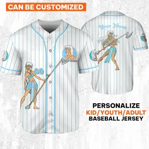 Personalize   Atlantis Princess Kida Nedakh White Cyan Jersey  Custom Kid Youth Adult Baseball Jersey  Custom   Birthday Gift