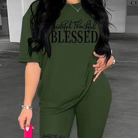 Two-piece Set, Summer Outfit Set, Women's Letter Print Crew Neck Tee & Skinny Shorts, Casual Beach Set Cozy for Daily Outdoor Wear, Ladies Clothes for Spring & Summer, Summer Beach Suit, Womenswear