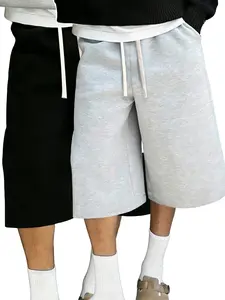 Men's Casual Wide Leg Capri Pants, Drawstring Waist Workout Shorts, Thickened Sports Short with Pockets, Soft and Comfortable for Daily Wear