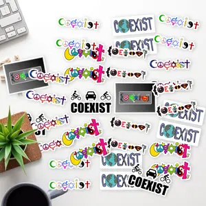 Stickers Pack 20 Pcs Coexist Vinyl Luggage Aesthetic Car Water Bike Guitar Skateboard Waterproof Colorful Bumper Bottle Laptop