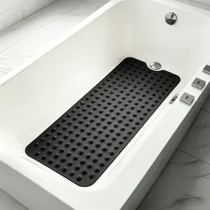 Viral Extra Long Non Slip Bathtub Mat with Suction Cups and Drain Holes, Soft Cushioned PVC Shower Mat for Your Family Safety, Machine Washable Quick Dry Bath Mat That Stays Firmly in Place Even Under Soapy Water, Perfect for Elderly Kids and Pets