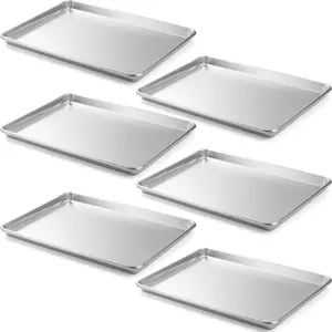 6 Pack  Sheet Pan, NSF Listed Half Size 18 x 13 inch Commercial Bakery Cake Bun Pan, Baking Tray