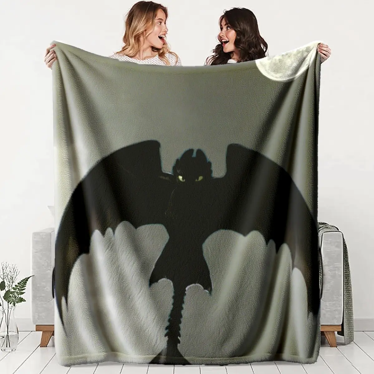 How to Train Your Dragon Toothless Flannel Blanket, Soft Lightweight Warm, Perfect for Bed Sofa Office Camping Travel, Multi-Purpose Gift, Blanket Gifts