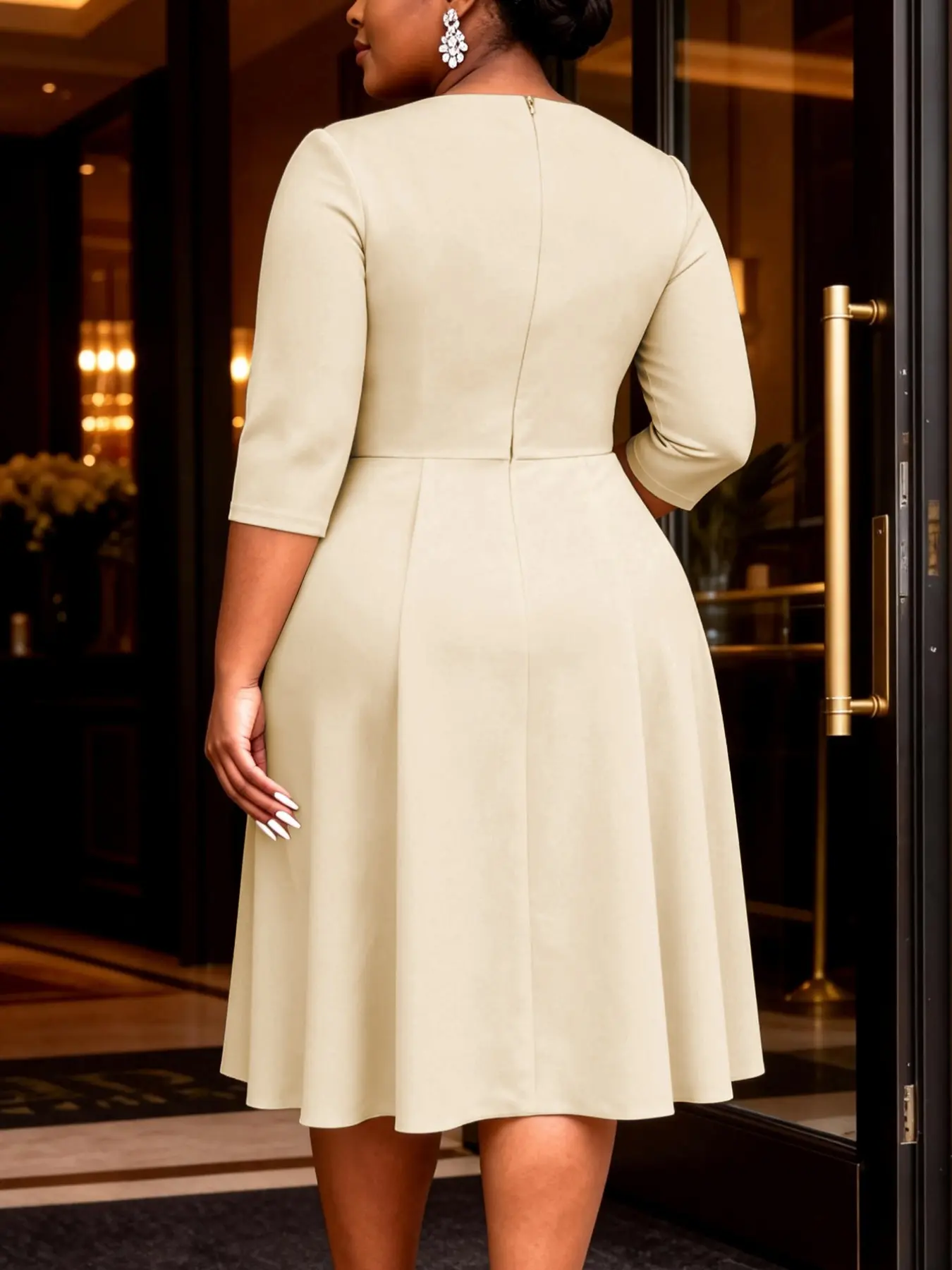Women Elegant Chic Church Dresses Plisse A Line Modest Classy Pleated 3/4 Sleeves African Office Ladies Workwear Formal Wear Party Gowns Autumn New - TikTok Shop Women Elegant Chic Church Dresses Plisse A Line Modest Classy Pleated 3/4 Sleeves African Office Ladies Workwear Formal Wear Party Gowns Autumn New - TikTok Shop