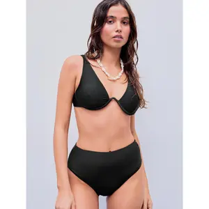 Cider Shaping Solid Underwire Ruched Bikini Swimsuit
