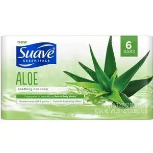 Suave Essentials Bar Soap, Aloe, 3.3 oz bars, 6 Count Body Care  Gentle Hydrating Moisturize Soothing Daily Cleanser