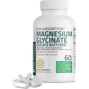 200mg Magnesium Glycinate Vegetarian Capsules Chelated for High Absorption Gentle on Stomach Magnesium Bisglycinate Supplement for Muscle Relaxation Better Sleep Calm Stress Relief and Bone Support