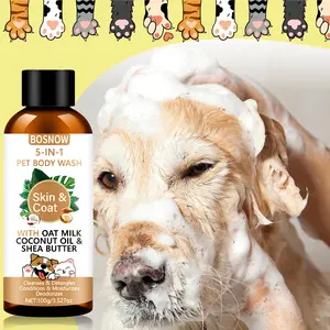 5 - in - 1 Pet Body Wash Containing Oat Milk, Coconut Oil and Shea Butter, Cleanses Pet's Hair, Detangles, Conditions, Moisturizes and Deodorizes, Protects Skin and Coat