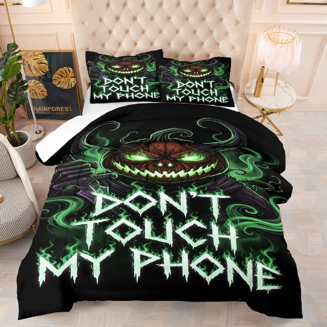Halloween pumpkin pattern quilt, including 1 quilt and 1 or 2 core-free pillowcases, suitable for home or dormitory decoration, very suitable as a moving gift