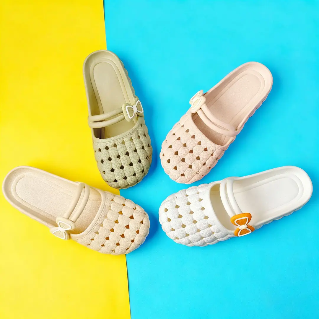Bow Mary Jane Flats for Women, Closed-Toe Slip-On Style with a Soft Sole for Summer Outdoor Footwear