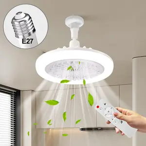 Remote Control Ceiling Fan Light, 360° Rotatable Ceiling Fan Light with 3 Speed Wind, E27 Socket LED Dimmable Ceiling Light for Bedroom, Living Room, Kitchen