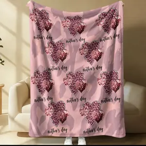 Pink Love Printed Blanket, Facecloth Blanket with Rose and Gemstone Love Elements, Full of Soft and Healing Atmosphere, four Seasons, Suitable for Sofas and Beds, Multi-Purpose Home Decorations