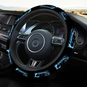 1pc 1.6 x 15 inch Blue Leopard Pattern car steering wheel cover, non-slip and comfortable, car interior accessory, no inner ring, easy to install and remove, suitable for all car models, a gift for car enthusiasts, holiday gift, 1227CYJ, Automotive
