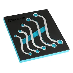 DURATECH S-Style Box Wrench Set, Metric, 5-Piece, 10mm to 19mm, 12 Point, CR-V Steel, with EVA Foam Tool Organizer