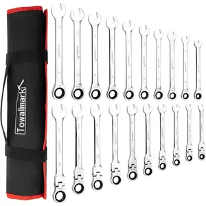 20-Piece Ratcheting Combination Wrench Set, Combo Ratchet Wrenches Set, 72 Teeth, SAE 1/4-3/4"& Metric 6-19mm, Chrome Vanadium Steel with Storage Bag