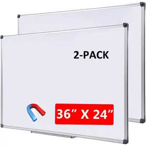2 Pack 36" x 24"  Dry Erase Board with Removable Marker Tray| Commercial Quality Wall-Mounted  Message Presentation White Board for , Students & Teachers