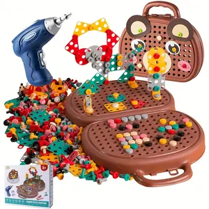 203-Piece Toy Tool Kit Set, Includes Bear & Drill Bit, Creative 2D/3D Play Design, Suitable for Kids Ages 3-12, Boys & Girls Gift