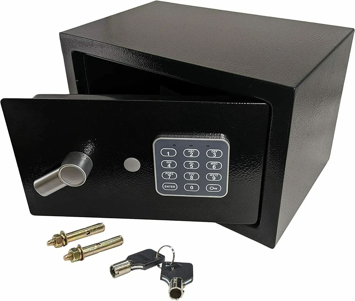 Digital Electronic Safe with Number Pad for Money & Valuables, Wall/Floor Compatible, Program Your Own 3-8 Digit PIN, 2 Emergency Keys, Locking Bolts, 12.2" x 7.87" x 7.87", Concealed Hinges, Battery-Operated Lock Box (4x AA Batteries Included), Includes