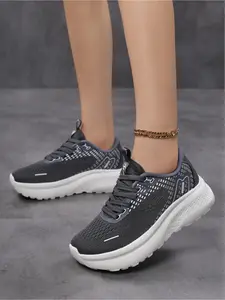 Women's Wide Toe Mesh Breathable Athletic Running Shoes, Thick Sole Cushioning Non-slip Road Sneakers, Outdoor Commuting Versatile Casual Shoes, Workout Sneakers, Athletic Running Trainers