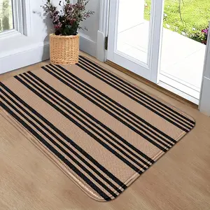 1pc Minimalist Black Stripe 3D Mesh Rug—Breathable & Anti-Slip, Multi-Scene Use, Soft Touch