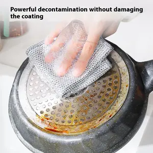Multipurpose Wire Miracle Cleaning Cloths, 2024 New Scrubbing Wire Dishwashing Rags, Non-Scratch Kitchen Wire Dishcloth Rag for Cookware, Double-Layer Steel Wire Cleaning Cloths Scrubs Cleans for Dishes, Time-Saver Kitchen Wipes Multipurpose Cleaning Pads