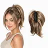 Highlighted Blonde Mix 10 Inch Claw Clip Ponytail Extension, Hairstyle Extension, Short Layered Synthetic Hairpiece for Women, Easy Clip in for Instant Volume