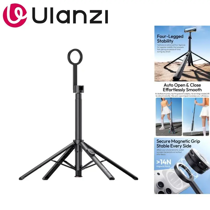 Ulanzi SK-21 Magnetic Auto-Deploying Tripod 1.8m 8-Section Extendable With 10m Wireless Remote For iPhone MagSafe Vlog Live Streaming summerwins