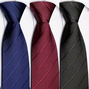 3-Pack Men's Classic Striped Tie Set - Professional Business Neckties for Interviews, Office & Weddings - Wrinkle-Resistant Microfiber in Navy, Black, Gray & Red - Perfect Graduation & Father's Day Gift for Him