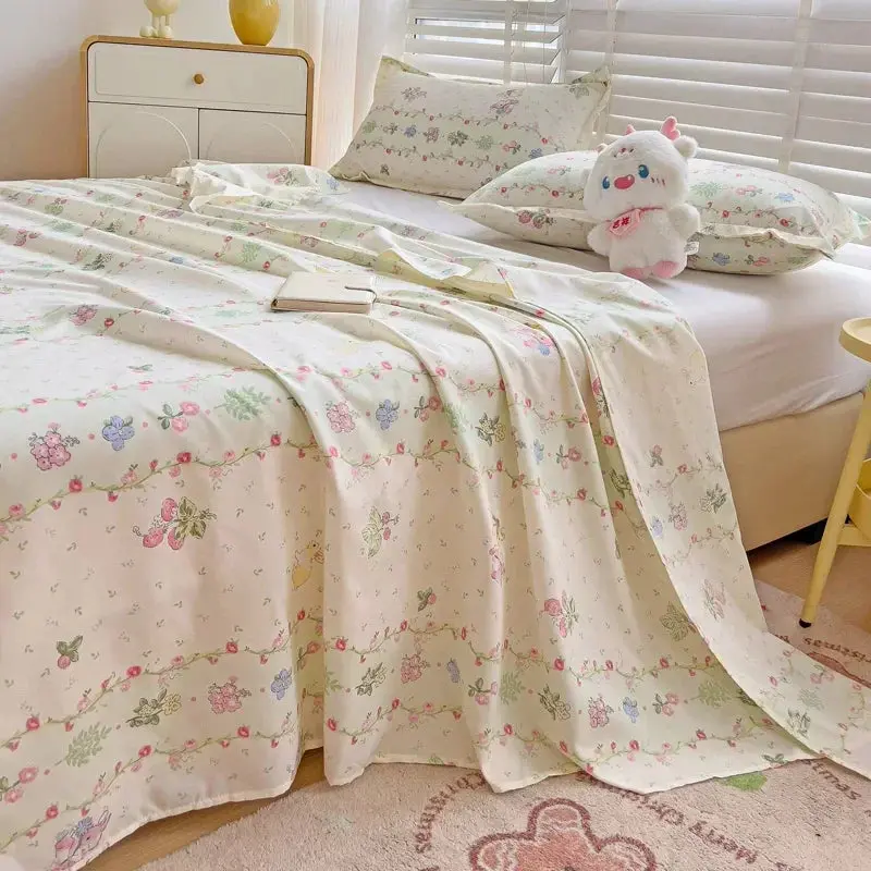 1pc Skin-friendly Simplicity Bed Sheet Smooth Feel Single Double Queen King Bedsheets Bedding Bedspread ( No Pillowcases )