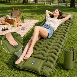 Hikenture Inflatable Sleeping pad with Foot Pump, Extra Thick 5 Inch Camping Pad, Ultralight Camping Mat with Pillow,camping essentials,camping cot,camping gear,sleeping bag for camping,Compact for Camping,Backpacking,Hiking