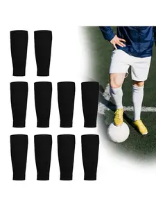 Men's Solid Leg Sleeves, 5 Pairs Professional Football Sports Socks, Athletic Leg Sleeves, Shin Guard Competition Protective Socks for Men, Soccer Grip Socks