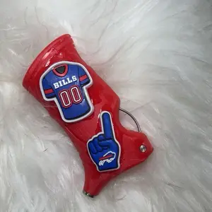 Bills Lighter Case - Red Design with Blue and White Team Logo and Number 00 on Fur Background