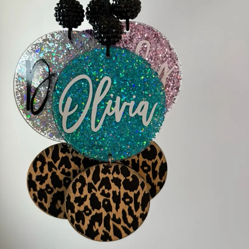 Glitter Leopard Car Charm | Custom Rearview Mirror Charm | Personalized Car Accessories