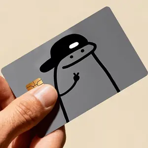 Minimal Doodle Cap Guy Peace Debit Card Sticker, Meme Cartoon Credit Card Skin, Gift for Fans