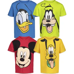 Disney Mickey Mouse Boys' 4-Pack Short Sleeve T-Shirts Toddler to Big Kid