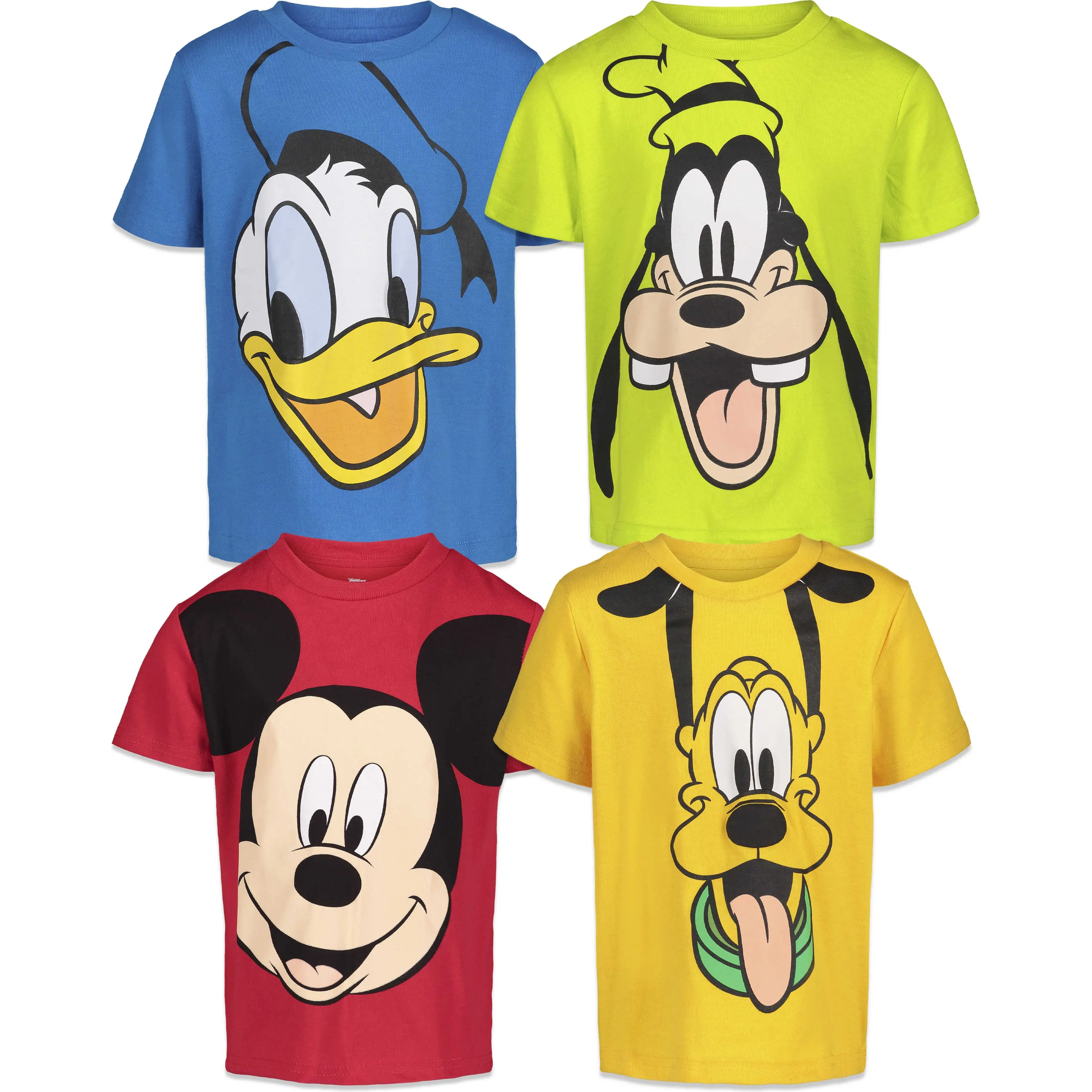 Disney Mickey Mouse Cartoon Style Kids Edition Boys' 4-Pack Short Sleeve T-Shirts, Toddler to Big Kid, Kids Edition Boys' T-Shirts