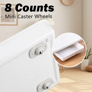 8 Counts Self Adhesive Caster Wheels, Mini No Scratch Wheels for Appliances, 360 Degree Rotation Multifunctional Wheels Sticky Pulley for Trash Can, Bins Bottom, Storage Box, Small Furniture Protector