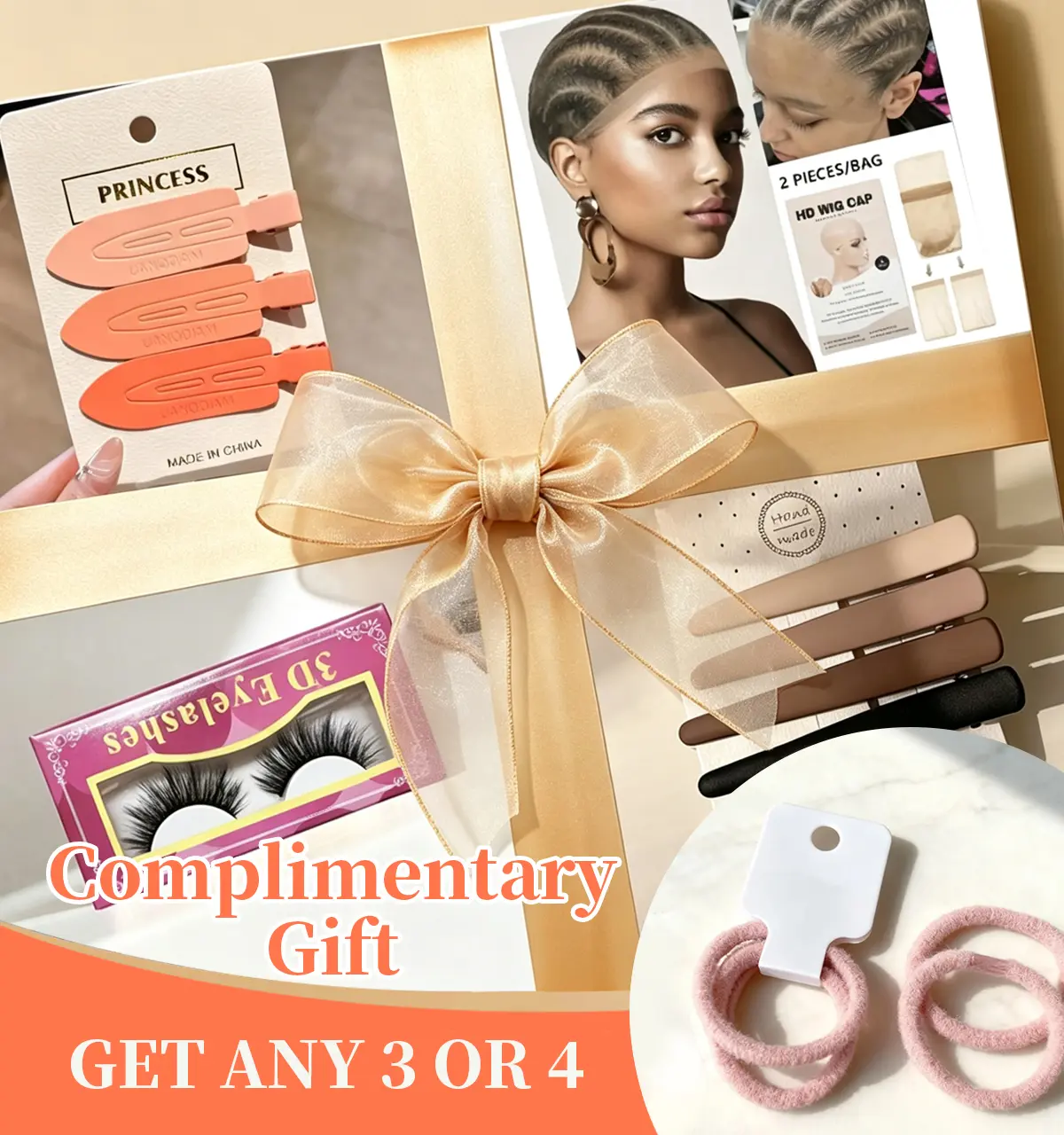 Trendy Beauty Bundle Eyelashes Hair Clips Scrunchies Fashion Accessories Set