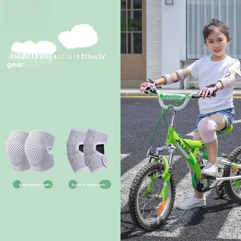 Knee pads + elbow pads [gray-purple four-piece set