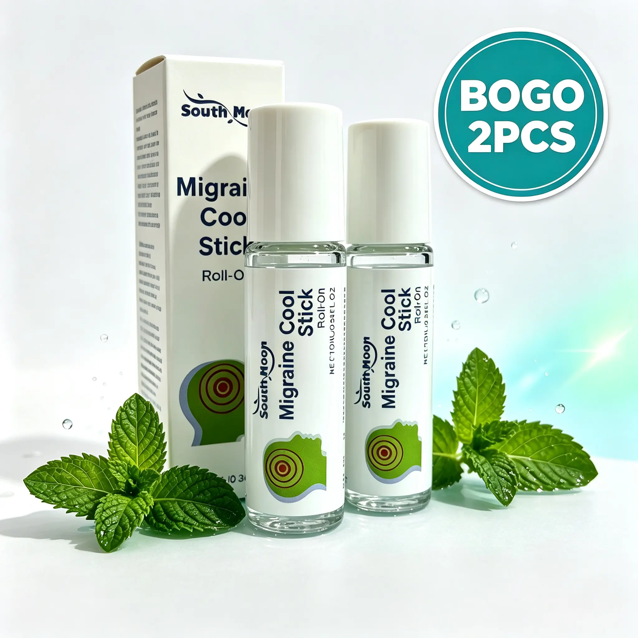 Buy 1 Get 1 Free 2PCS Peppermint Aroma Roll On Stick, Portable Cooling Mint Roller, Natural Essential Oil Aromatherapy Stick for Office Workers, Travel & Daily Muscle Tension Soothing