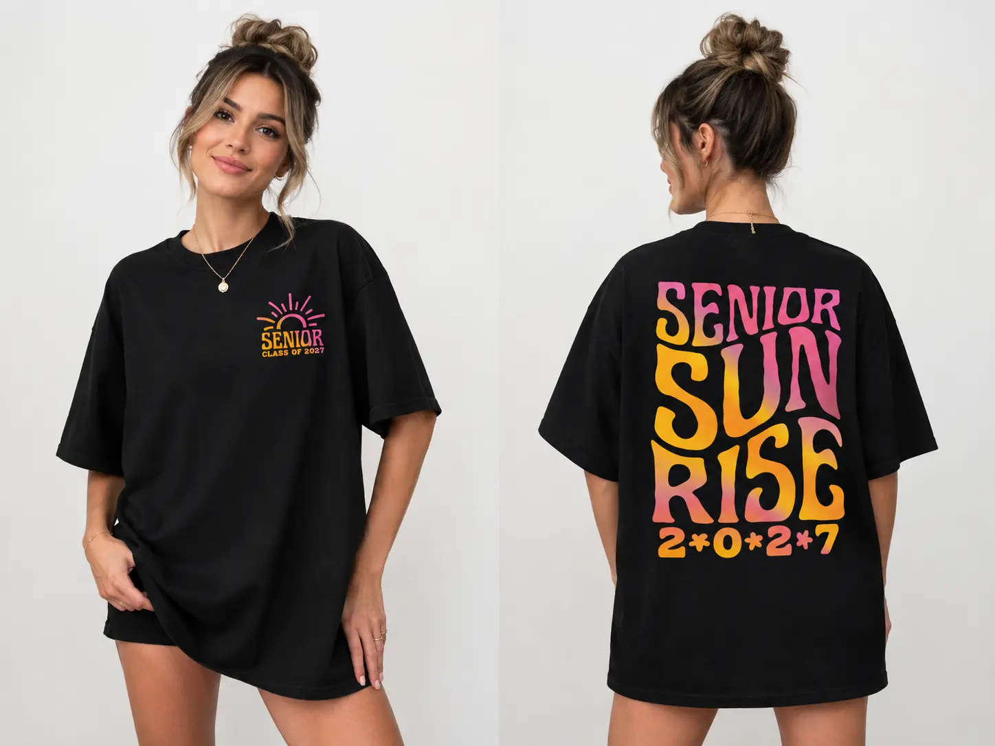 Senior Sunrise 2 Sided Shirt, Class of 2027 Senior Sunrise TShirt, Aesthetic Seniors Shirts, High School Senior Tee, Full Colors, Full Sizes