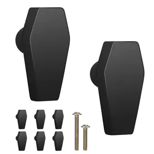 Coffin Cabinet Knobs 8 Pack - Gothic Decor Knobs for Kitchen Cabinet, Drawer Pull, Dresser and Cupboard Handle - Wood- 2.6 x 1.3 Inches - Black Door Hardware