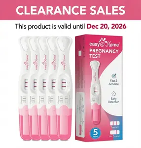 Easy@Home Pregnancy Test Sticks (5 Pack) - Early Detection, Clear Results in Minutes, Easy at Home Midstream Test with Curved Handle, Exp: Dec 20, 2026