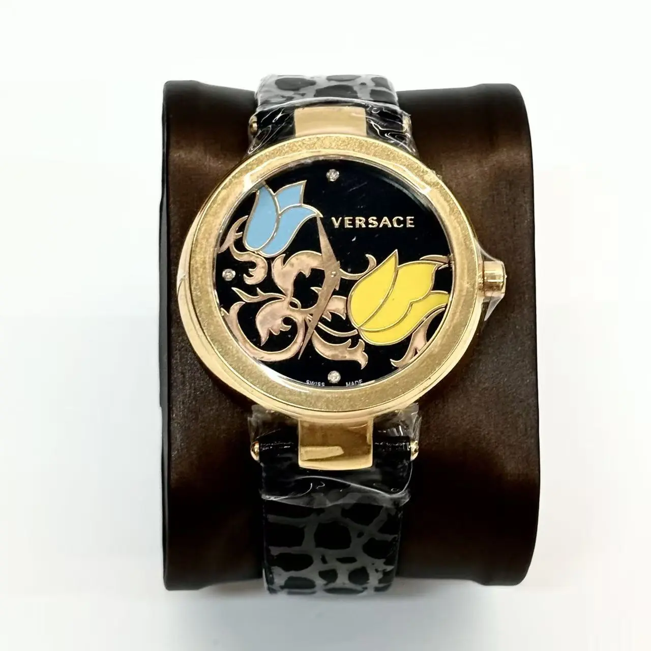 Pre-Owned VERSACE Vintage Round Floral Dial Ladies' Quartz Watch, Gold-Plated Metal Case, Model S1099, N 23325393